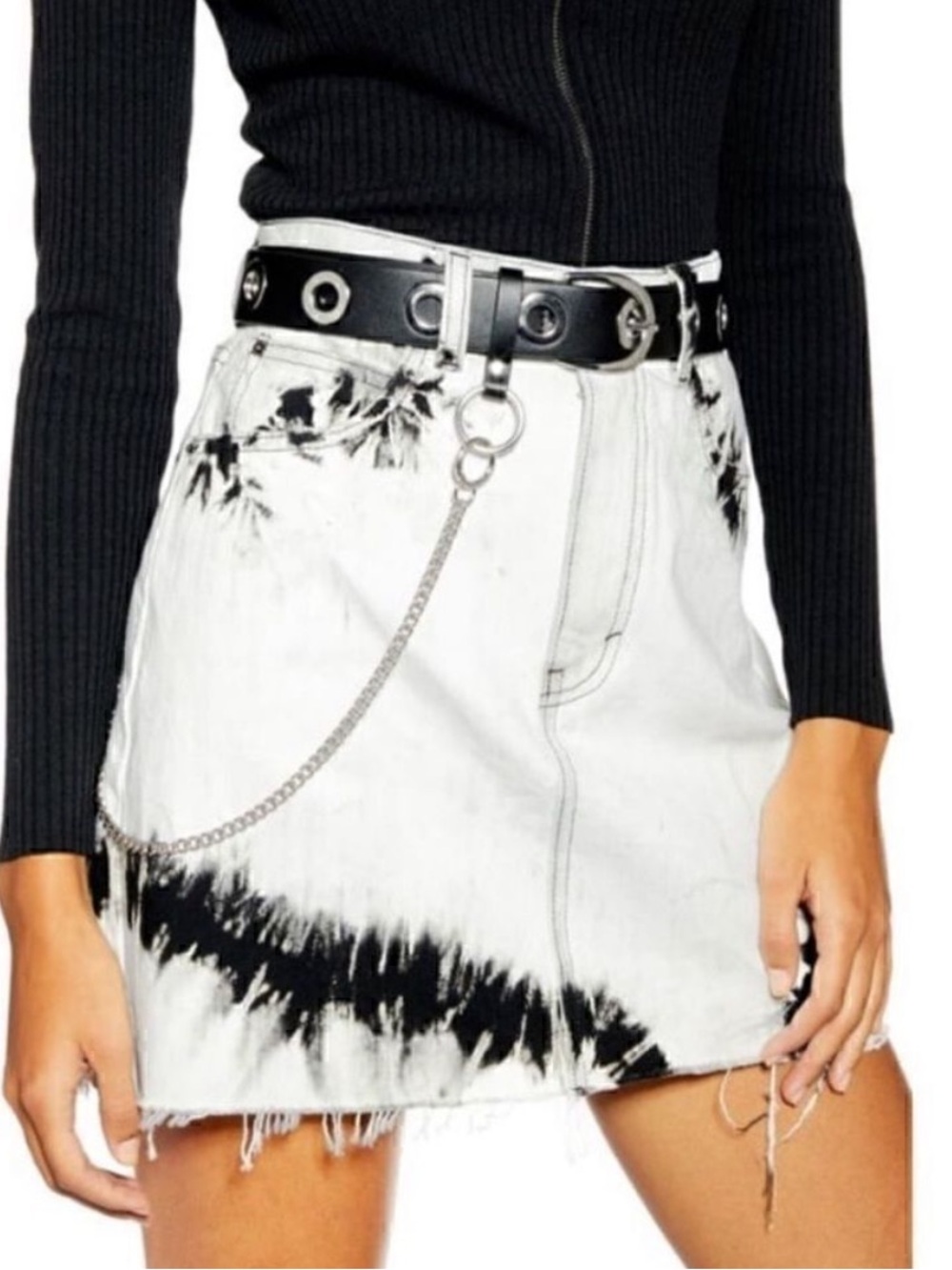 Topshop Black and Cream Mini Skirt